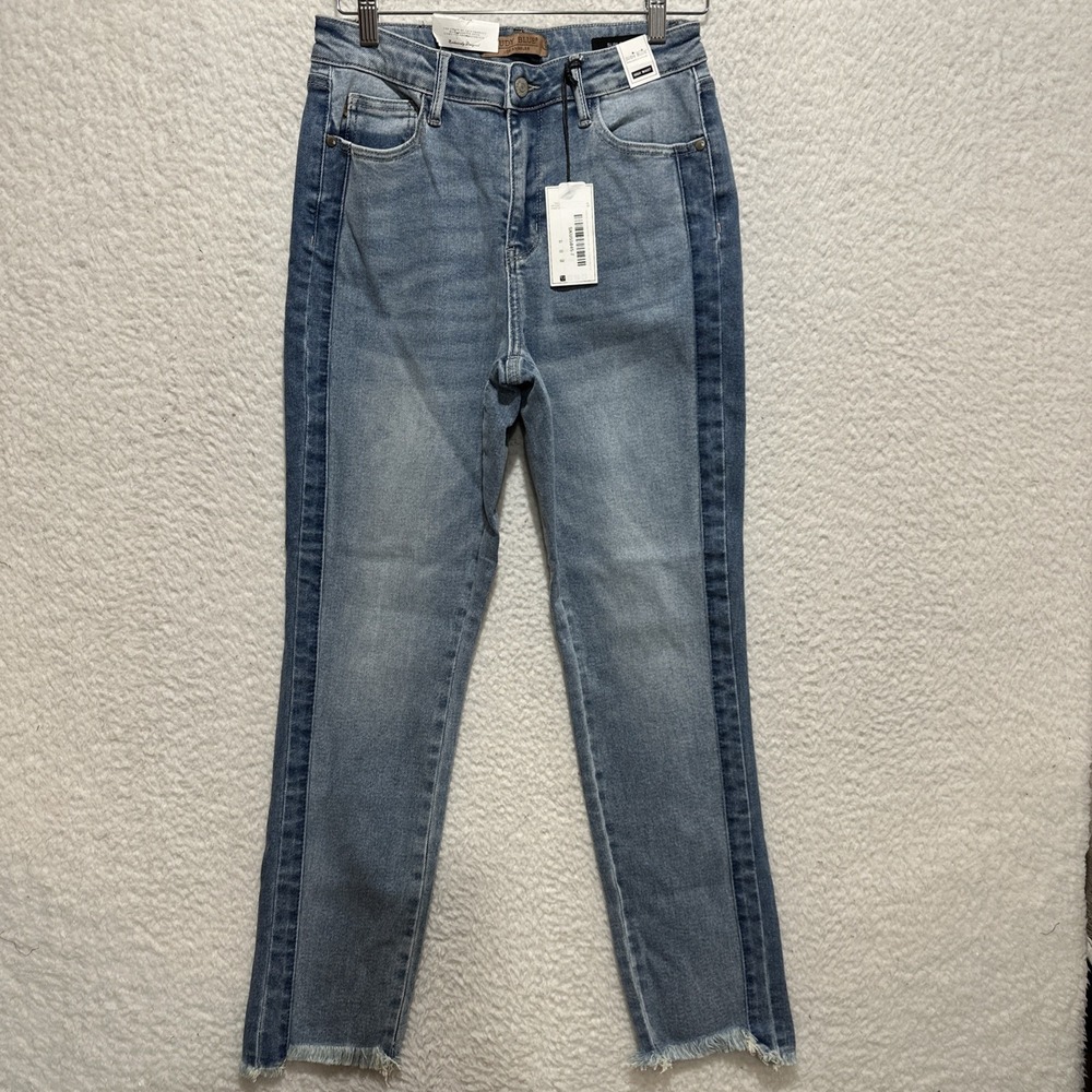 Judy Blue Allison High Waist Side Panel Slim Fit Women's 7/28 Frayed Hem Pockets